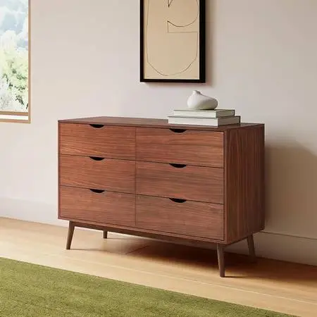 Modern Transitional Walnut Brown Finished 6-Drawer Dresser #2520