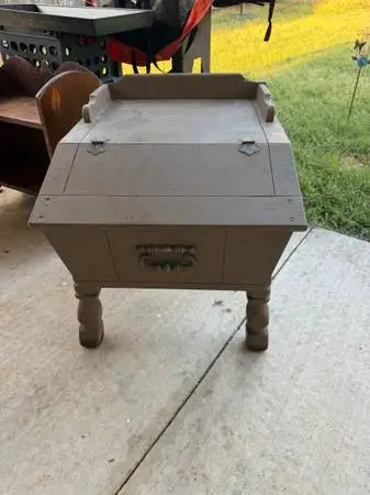 Vintage Wooden Dough Box End Table.