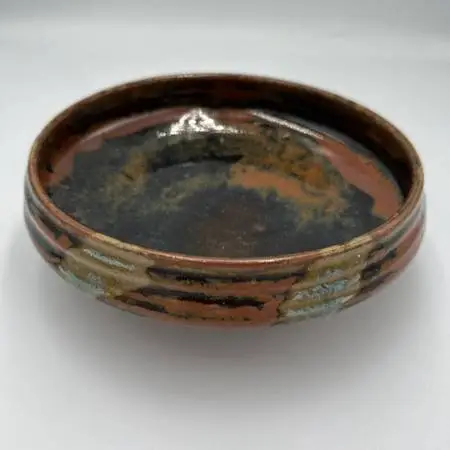 Brown & Green Glazed Bowl- 8X2.5