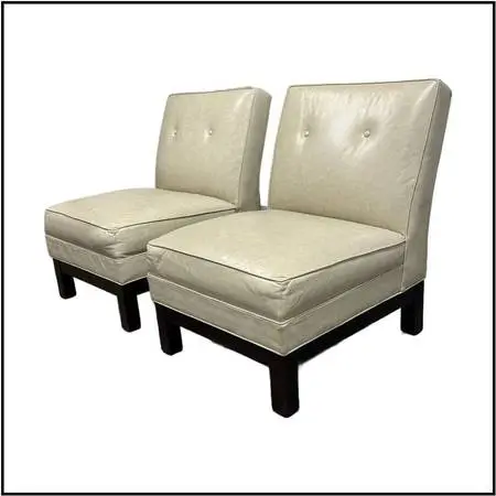 Crate & Barrel Leather Slipper Lounge Chairs, Pair