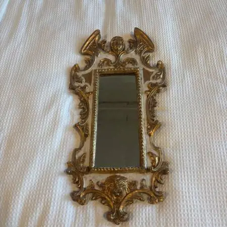 Italian Baroque Putti Gold Gilded Mirror - 13X26H