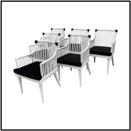 Cb2 Mae Rattan Dining Armchairs, Set Of Six