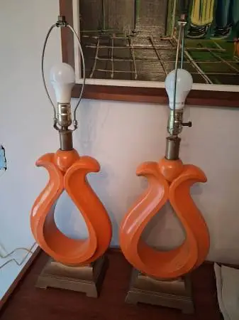 Vintage Pair of Unusual Mid-Century Style Lamps.