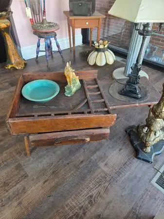 antique cobblers bench table, at Yardley Antiques