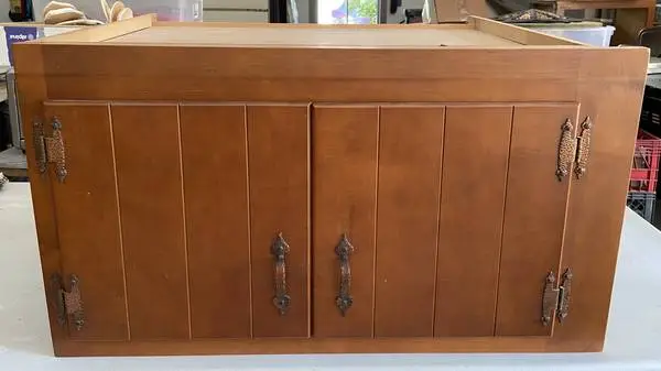 Over-the-fridge wood cabinet