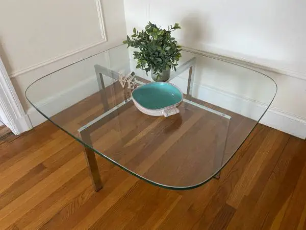 Mies van der Rohe Barcelona Style Mid Century Glass Coffee Table