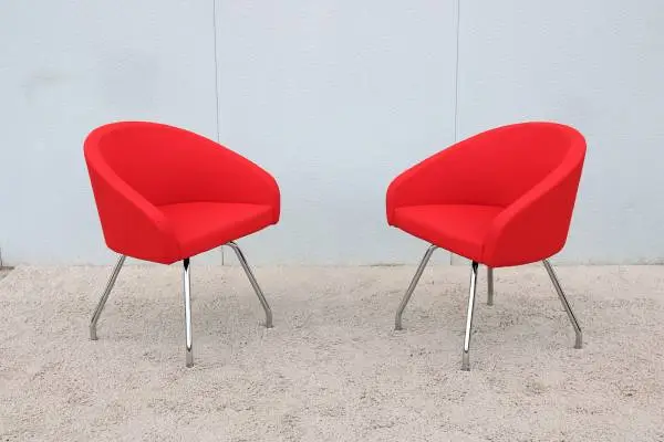Modern Haworth Collaborate Red Swivel Side Chairs - a Pair Like New