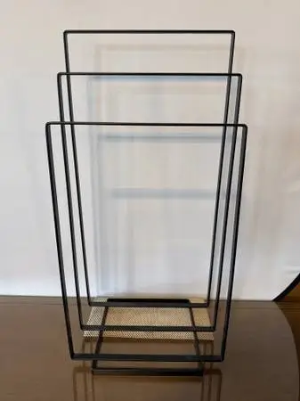 CB2 Black Metal 3 Rod Standing Towel Rack- 11X16X32H