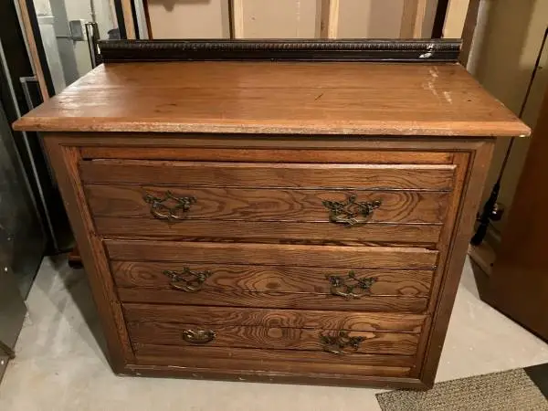 Oak dresser with brass hardware