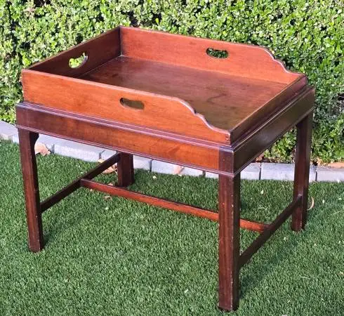 Antique Victorian Mahogany Wood Side Butlers Table Tray