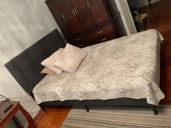 Modern Full Size Bed Frame with Upholstered Headboard – Excellent Cond