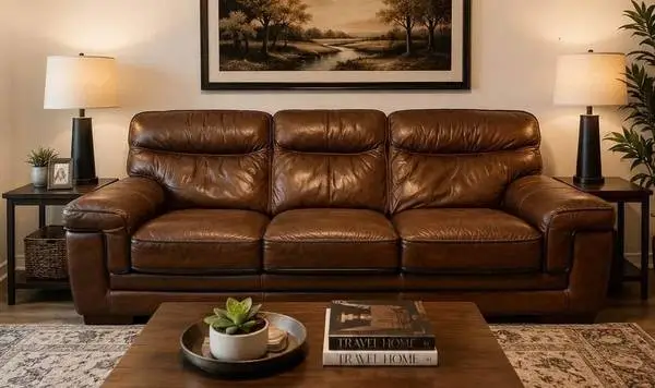 Premium Genuine Leather Sofa – Like New
