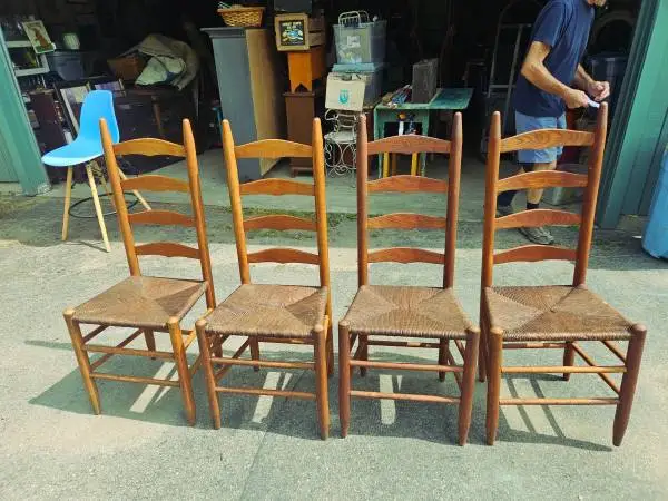 Set of four Vintage ladder back chairs