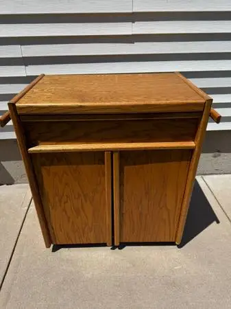Household Wooden Storage Cabinet Table On Wheels