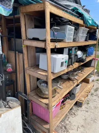 Custom Made Wooden Shelf-( 96x 18x 66in high)- Used good/fair cond.