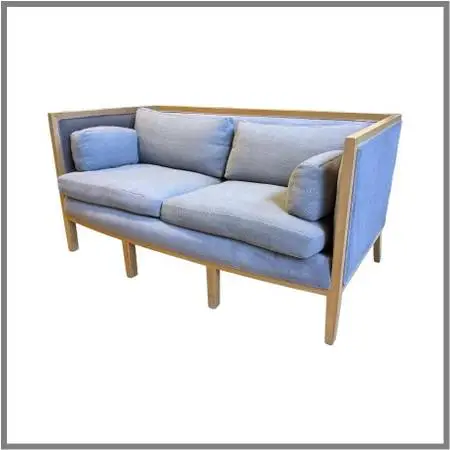 Danish Style Apartment Sofa With Cherry Wood Tone Frame