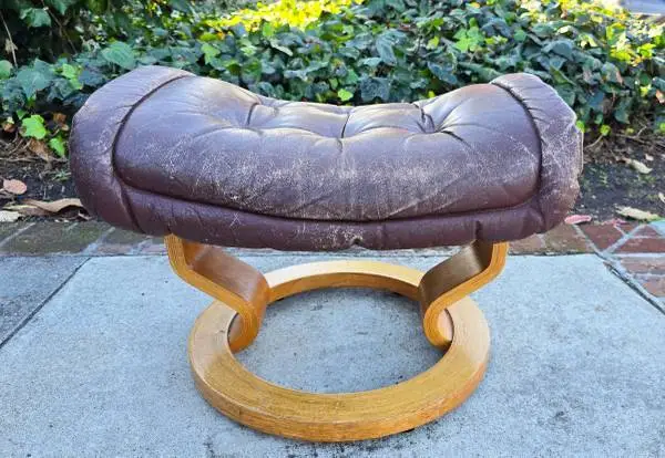 Vintage MCM Ekornes Streeless Leather chair Footrest Brown Ottoman