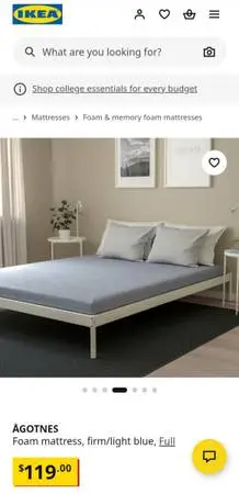 Almost New. IKEA Full Size Foam Mattress. Very Short Time Used.
With it is origi