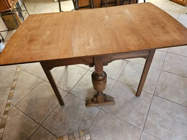 Fold up vintage wood kitchen table! Wow!