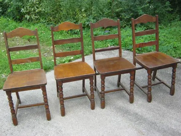 1914 Vintage Ladder Back Chairs w/spiral legs