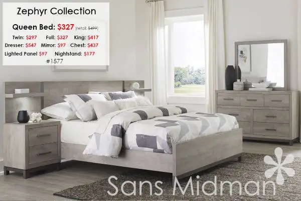 NEW IN BOX! Zepher Queen Gray Modern Bedframe!