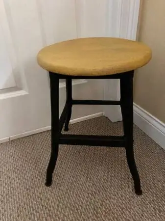 Vintage black industrial stool round seated