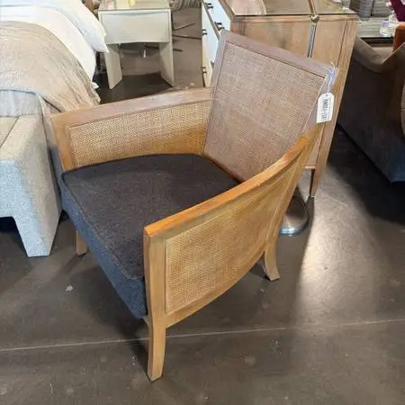 C&B Blake Light Brown Teak & Rattan Accent Chair- 30X30X34H