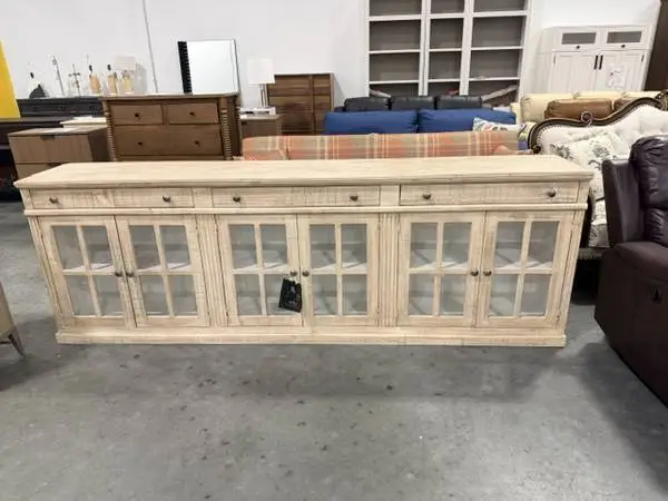 Ebern Designs Solid Wood 105 Sideboard Cabinet TV Console Honey Pine