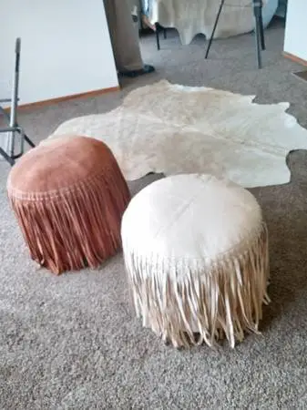 New Real Suede Leather Large Stool