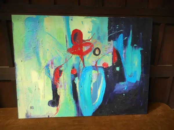 Sitting Man Abstract 48 X  36H Original Artwork Painting