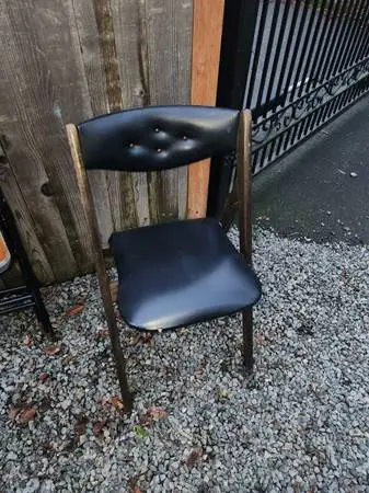 Vintage 50s 60s Norquist Coronet Wonderfold folding chair walnut MCM