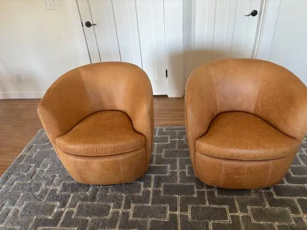 Pair of Leather Swivel Chairs