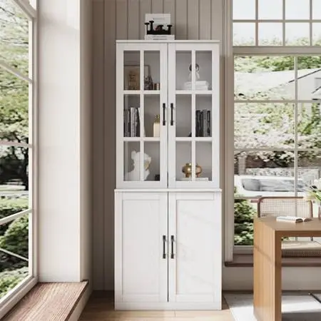71 H x 23.6 W Kitchen Pantry with Glass Doors