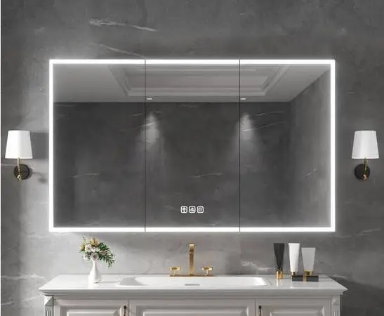 Ziyudura 60x36 Aluminum LED Medicine Cabinet Anti-fog Mirror Black