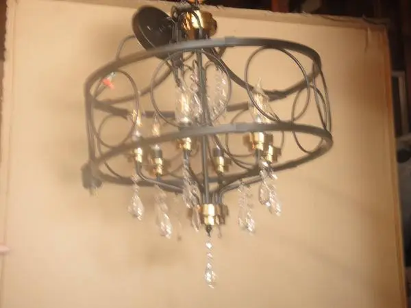 Chandelier Black Iron with Cryspals OBF