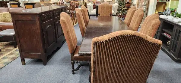 Custom Design Black Walnut Table + 8 Chairs w/Buffet