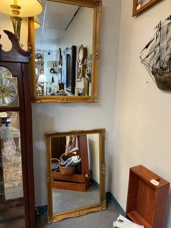 ♦♦ Set of 2 Ornate Vintage JA Olson Wood Frame Mirrors ♦♦