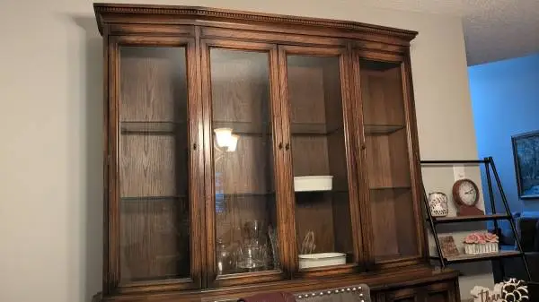 Solid Wood Glass Cabinet with Doors