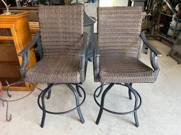 Two Like NEW Swivel Patio Barstools