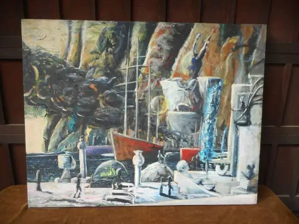 From Old Worlds Come New Abstract 55 x 43H Pat Towery Painting