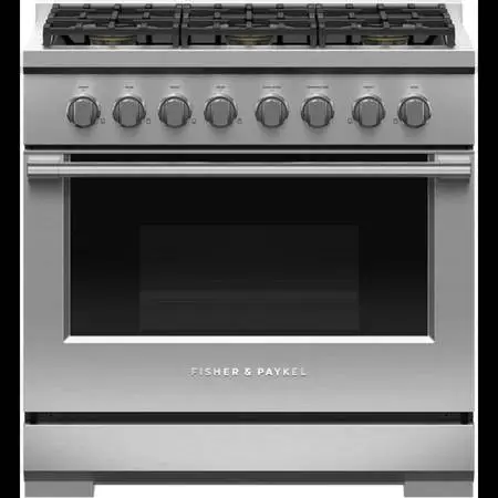 FISHER AND PAYKEL 36 INCH GAS RANGE STAINLESS NEW OPEN BOX