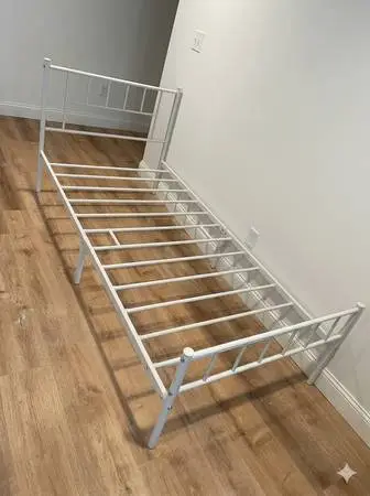 White Metal Twin XL Bed Frame (Yaheetech) - Excellent Condition!