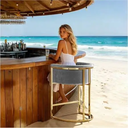 26 H Counter Height Bar Stools Set of 1, Modern Barrel Counter Stools with Back