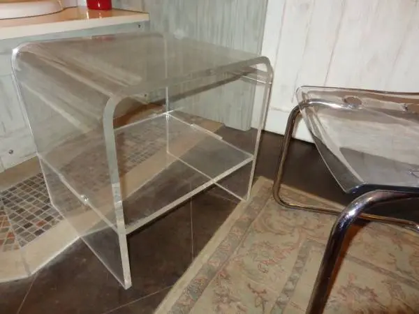 acrylic Lucite waterfall clear side end table heavy