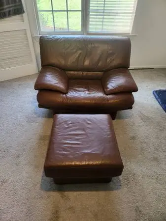 Leather Chair and Ottoman