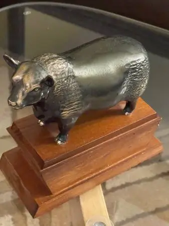 VERY NICE VINTAGE BRONZE BULL SCULPTURE by CLADYS BROWN