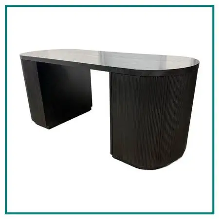 Mermelada Estudio For Cb2 Reid Oval Black Wood Storage Desk