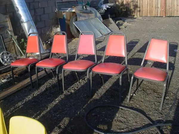 4 stacking chairs vinyl upholstery