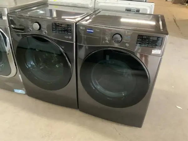 **LG BLACK STEEL FRONT LOAD, ELECTRIC WASHER DRYER SET**ON SALE NOW**
