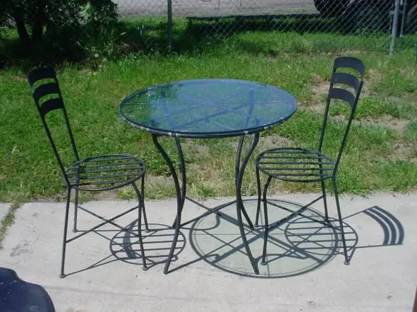 3pc metal and glass patio set